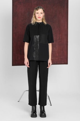 BOLD ICON t-shirt koszulka bluzka patchwork z panelami ręcznie szyta limitowana made in Poland czarna z malowaniem (8).jpg