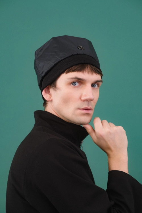 Czapka kapelusz czarna nylon wiatroodporny high fashion (3).jpg