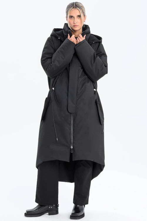 Płaszcz climashield na zimę ciepły długi taliowany z kapturem ocieplany czarny all black designer exclusive (28).jpg