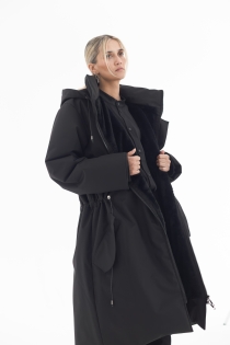 Płaszcz climashield na zimę ciepły długi taliowany z kapturem ocieplany czarny all black designer exclusive (35).jpg