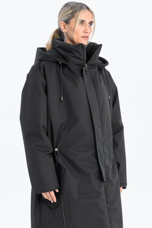 Płaszcz climashield na zimę ciepły długi taliowany z kapturem ocieplany czarny all black designer exclusive (12).jpg