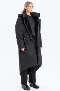 Płaszcz climashield na zimę ciepły długi taliowany z kapturem ocieplany czarny all black designer exclusive (15).jpg