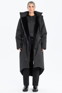 Płaszcz climashield na zimę ciepły długi taliowany z kapturem ocieplany czarny all black designer exclusive (16).jpg