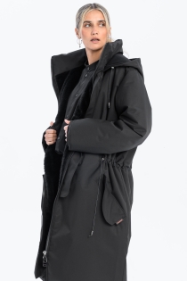 Płaszcz climashield na zimę ciepły długi taliowany z kapturem ocieplany czarny all black designer exclusive (19).jpg