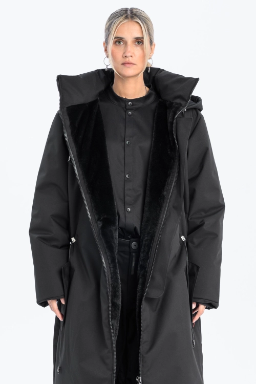 Płaszcz climashield na zimę ciepły długi taliowany z kapturem ocieplany czarny all black designer exclusive (23).jpg