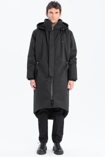 Płaszcz climashield na zimę ciepły długi taliowany z kapturem ocieplany czarny all black designer exclusive męski (16).jpg