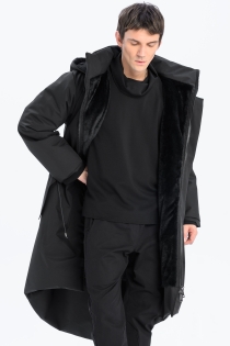 Płaszcz climashield na zimę ciepły długi taliowany z kapturem ocieplany czarny all black designer exclusive męski (18).jpg