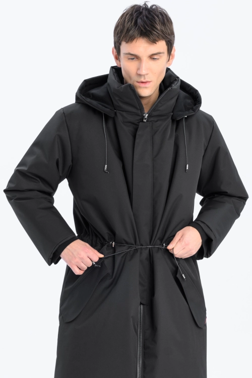 Płaszcz climashield na zimę ciepły długi taliowany z kapturem ocieplany czarny all black designer exclusive męski (22).jpg