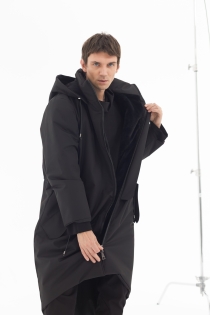 Płaszcz climashield na zimę ciepły długi taliowany z kapturem ocieplany czarny all black designer exclusive męski (4).jpg