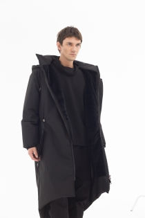 Płaszcz climashield na zimę ciepły długi taliowany z kapturem ocieplany czarny all black designer exclusive męski (5).jpg