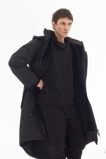 Płaszcz climashield na zimę ciepły długi taliowany z kapturem ocieplany czarny all black designer exclusive męski (6).jpg