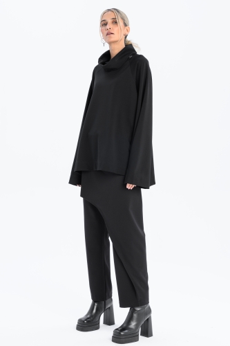 Bluzka z tubą oversize czarna rayon synthetic oddychająca (5).jpg