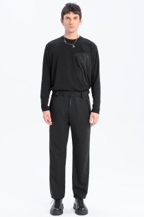 Spodnie eleganckie szerokie garniturowe casual do biura czarne high fashion z detalami loose fit proste (2).jpg