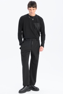 Spodnie eleganckie szerokie garniturowe casual do biura czarne high fashion z detalami loose fit proste (7).jpg