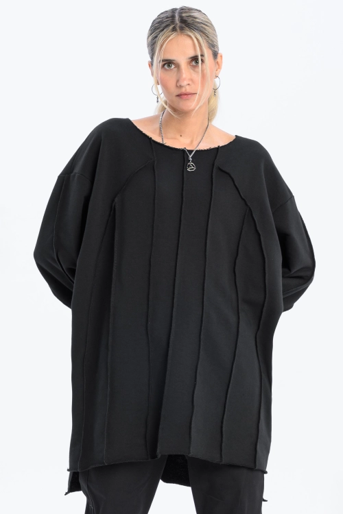 Bluza dresowa z przeszyciami szeroki dekolt bawełna szlachetna surowe wykończenie (2).jpg