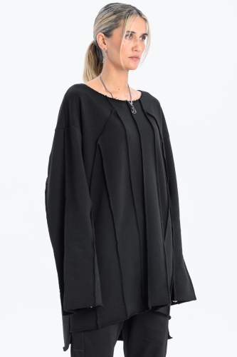 Bluza dresowa z przeszyciami szeroki dekolt bawełna szlachetna surowe wykończenie (4).jpg