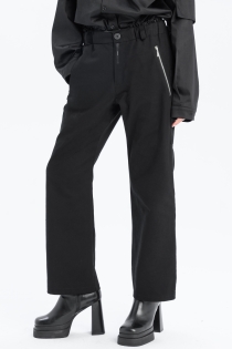Spodnie bawełniane z roszerzaną nogawką high rise czarne z dużymi kieszeniami (17).jpg