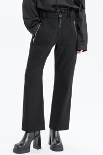 Spodnie bawełniane z roszerzaną nogawką high rise czarne z dużymi kieszeniami (2).jpg