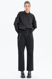 Spodnie bawełniane z roszerzaną nogawką high rise czarne z dużymi kieszeniami (4).jpg