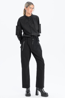 Spodnie bawełniane z roszerzaną nogawką high rise czarne z dużymi kieszeniami (8).jpg