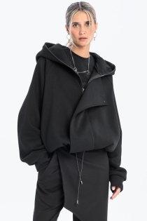 Bluza awangardowa z panelem linoryt czarna synthetic rozpinana duży kaptur (6).jpg