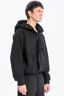 Bluza awangardowa z panelem linoryt czarna synthetic rozpinana duży kaptur (3).jpg