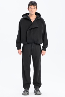 Bluza awangardowa z panelem linoryt czarna synthetic rozpinana duży kaptur (4).jpg