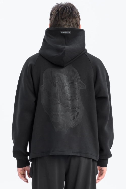 Bluza awangardowa z panelem linoryt czarna synthetic rozpinana duży kaptur (6).jpg