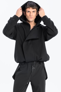 Bluza awangardowa z panelem linoryt czarna synthetic rozpinana duży kaptur (9).jpg
