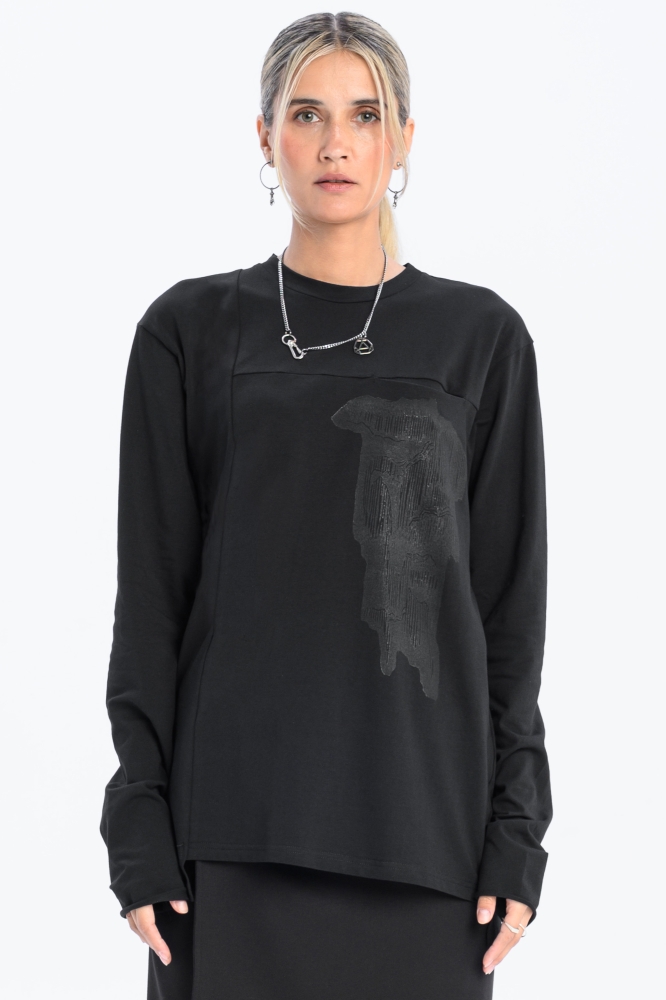 longsleeve oversize damski dopasowany linoryt bawełna synthetic czarny made in poland basic (9).jpg