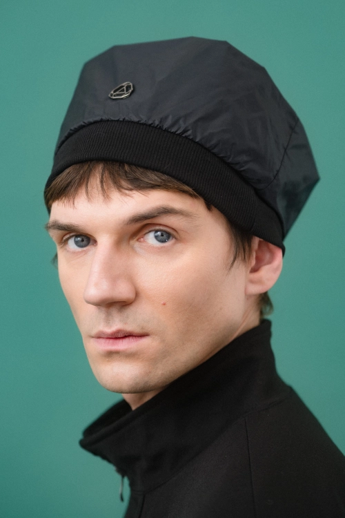 Czapka kapelusz czarna nylon wiatroodporny high fashion (4).jpg