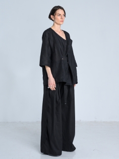 SS26 bluzka koszulowa len damska oversize made in poland czarna_0000_KJ6_0609.jpg