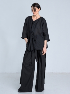 SS26 bluzka koszulowa len damska oversize made in poland czarna_0002_KJ6_0588.jpg