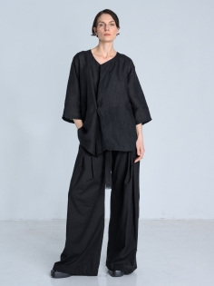 SS26 bluzka koszulowa len damska oversize made in poland czarna_0004_KJ6_0584.jpg