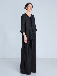 SS26 bluzka koszulowa len damska oversize made in poland czarna_0005_KJ6_0580.jpg