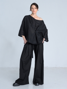 SS26 bluzka koszulowa len damska oversize made in poland czarna_0007_KJ6_0614.jpg