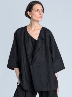 SS26 bluzka koszulowa len damska oversize made in poland czarna_0008_KJ6_0613a.jpg