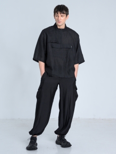 SS26 koszula len european flax ekskluzywna z krótkim rękawem azjatycka ze stójką japan style_0006_KJ6_9045.jpg