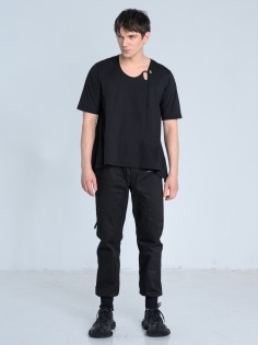 SS26 t-shirt męski z dekoltem oversize lekki na lato czarny_0000_KJ6_9747.jpg