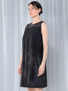 sukienka redesign trawiona rdzawy linoryt synthetic bawełniana