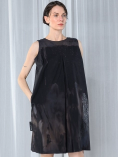 sukienka redesign trawiona rdzawy linoryt synthetic bawełniana