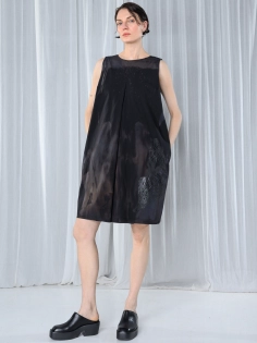 sukienka redesign trawiona rdzawy linoryt synthetic bawełniana