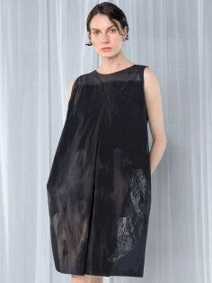 sukienka redesign trawiona rdzawy linoryt synthetic bawełniana