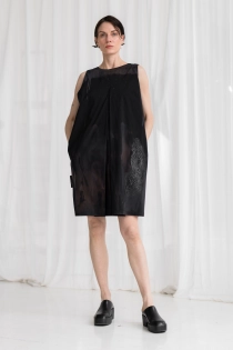 sukienka redesign trawiona rdzawy linoryt synthetic bawełniana